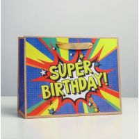 Пакет подарочный «Super birthday»,  23 см